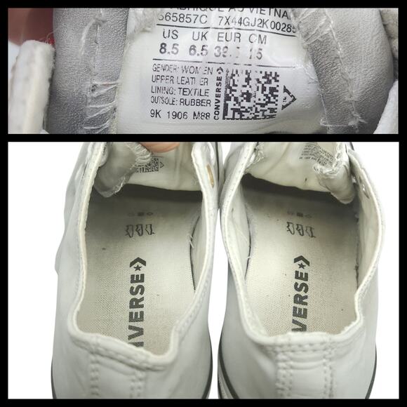 Converse Shoes Womens 8.5 Platform Gray Leather Gold Low Tops Grunge Preppy - Picture 14 of 15